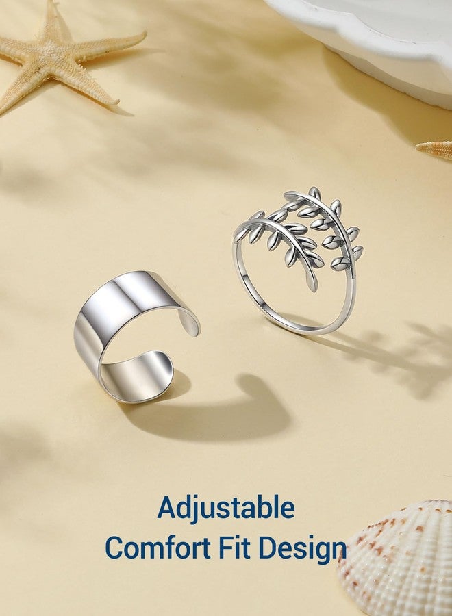 PROSILVER 925 Sterling Silver Toe Rings for Women, Non Tarnish Silver Toe Rings, Open Adjustable Band Toe Ring for Summer Beach - Image 3